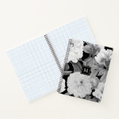 白黒牡丹ウォーターカラーフローラモノグラム ノートブック (内部)