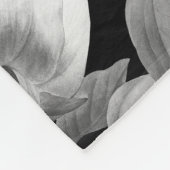 白黒牡丹ウォーターカラーフローラモノグラム フリースブランケット (角)