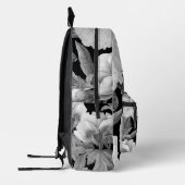 白黒牡丹ウォーターカラーフローラモノグラム プリントバックパック (左)