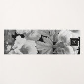 白黒牡丹ウォーターカラーフローラモノグラム ヨガマット (正面(横))