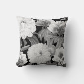 白黒牡丹ウォーター色フローラ クッション (正面)