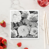 白黒牡丹ウォーター色フローラ スタンダードランチョンナプキン (インサイチュ)