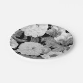 白黒牡丹ウォーター色フローラ ペーパープレート (アングル)
