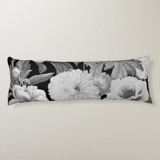 白黒牡丹ウォーター色フローラ ボディピロー (裏面)