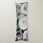 白黒牡丹ウォーター色フローラ ボディピロー (裏面 (縦))