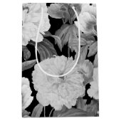 白黒牡丹ウォーター色フローラ ミディアムペーパーバッグ (正面)