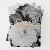 白黒牡丹ウォーター色フローラ ラッピングペーパーシート (インサイチュ)