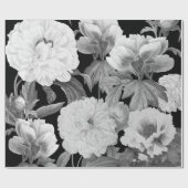 白黒牡丹ウォーター色フローラ ラッピングペーパー (フラット)