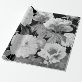 白黒牡丹ウォーター色フローラ ラッピングペーパー (アンロールド)
