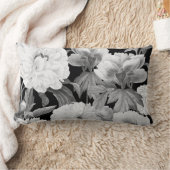 白黒牡丹ウォーター色フローラ ランバークッション (ブランケット)