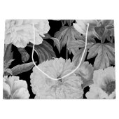 白黒牡丹ウォーター色フローラ ラージペーパーバッグ (正面)