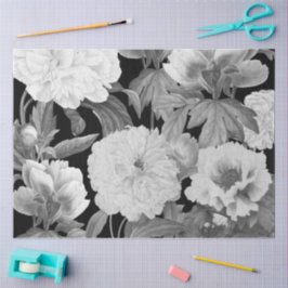 白黒牡丹ウォーター色フローラ 薄葉紙