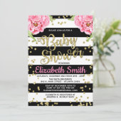 白黒牡丹ベビーシャワー招待状 招待状 (スタンド正面)