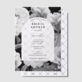白黒牡丹水彩ブライダルシャワー ベラム紙招待状 (オフセット (招待状))