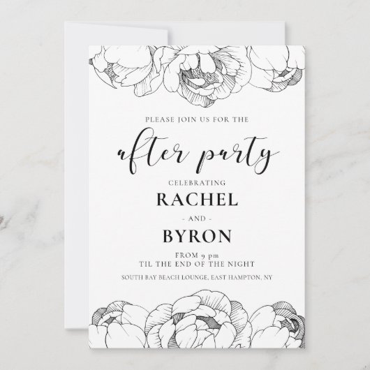 白黒牡丹結婚のパーティー 招待状 (正面)