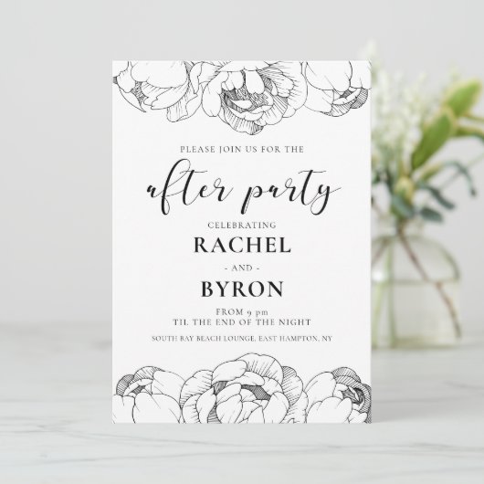 白黒牡丹結婚のパーティー 招待状 (スタンド正面)