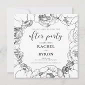 白黒牡丹結婚のパーティー 招待状 (正面)