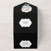 白黒牡丹花夏春の結婚式 オールインワン招待状 (外側)