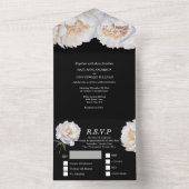白黒牡丹花夏春の結婚式 オールインワン招待状 (内側)