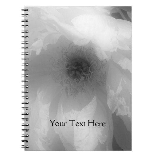 白黒牡丹花花びら帳 ノートブック (正面)