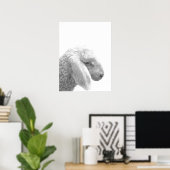 白黒牧羊動物ポートレート ポスター (ホームオフィス)