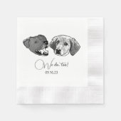 白黒犬に甘いパーソナライズされた 縁ありカクテルナプキン (正面)