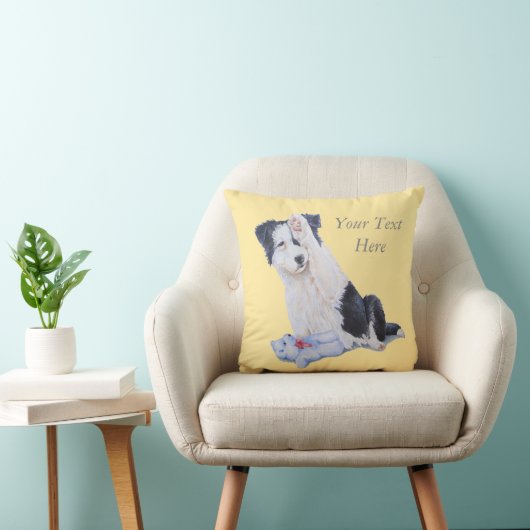 白黒犬のコリ縁どー犬 クッション (椅子)