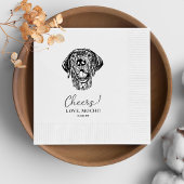 白黒犬のナパーソナライズされたプ結婚キン 縁ありカクテルナプキン