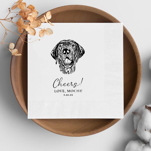 白黒犬のナパーソナライズされたプ結婚キン 縁ありカクテルナプキン