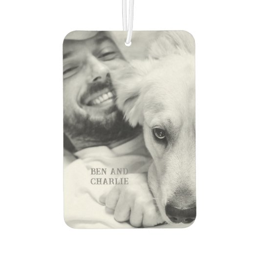 白黒犬の写真 カーエアーフレッシュナー (裏面)