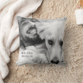 白黒犬の写真 クッション (ブランケット)