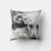 白黒犬の写真 クッション (裏面)