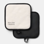 白黒犬の写真 鍋敷き (正面/裏面)