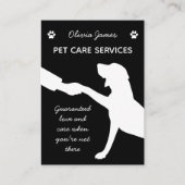 白黒犬の前足を手のペットケアサービスに 名刺 (正面)