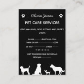 白黒犬の前足を手のペットケアサービスに 名刺 (裏面)
