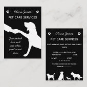 白黒犬の前足を手のペットケアサービスに 名刺 (正面/裏面)