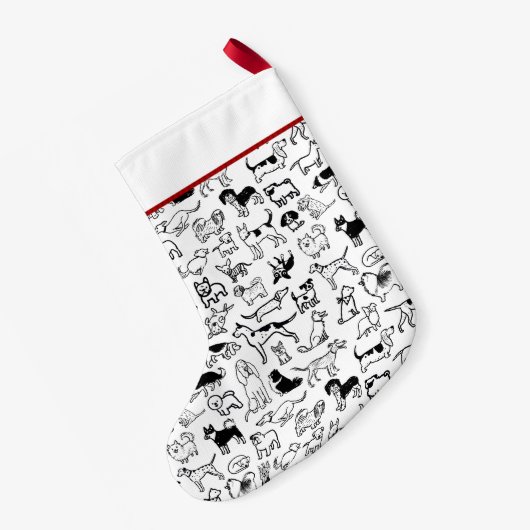 白黒犬の型|かわいい犬の恋人たち スモールクリスマスストッキング (裏面 (吊り時))