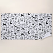 白黒犬の型|かわいい犬の恋人たち ビーチタオル (正面)