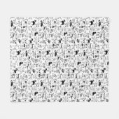 白黒犬の型|かわいい犬の恋人たち フリースブランケット (正面(横))