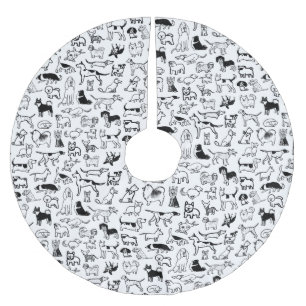 白黒犬の型 かわいい犬の恋人たち ブラッシュドポリエステルツリースカート