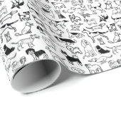 白黒犬の型|かわいい犬の恋人たち ラッピングペーパー (ロールコーナー)