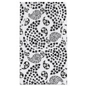 白黒犬の足とハートペイズリープリント スモールペーパーバッグ (裏面)