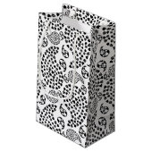 白黒犬の足とハートペイズリープリント スモールペーパーバッグ (裏面アングル)