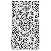 白黒犬の足とハートペイズリープリント スモールペーパーバッグ (正面)