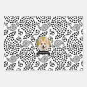 白黒犬の足とハートペイズリープリント ラッピングペーパーシート (正面2)