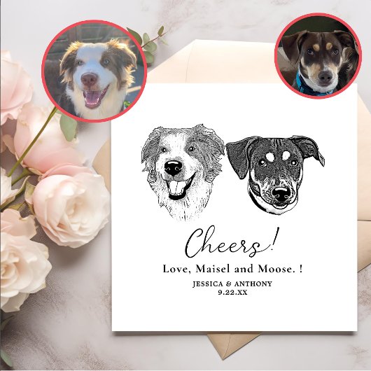 白黒犬パーソナライズされた応援 スタンダードカクテルナプキン