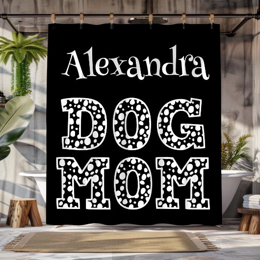 白黒犬パーソナライズされた母 シャワーカーテン