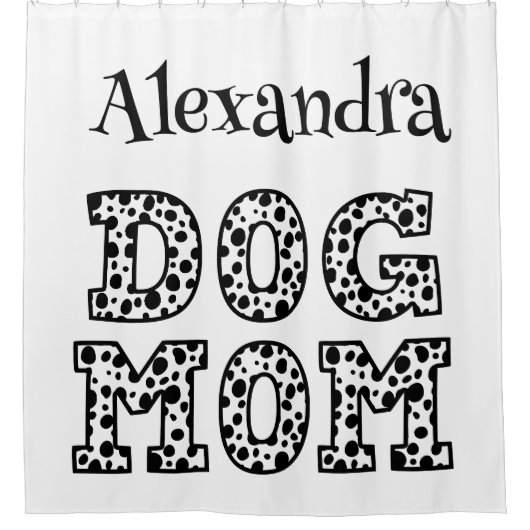 白黒犬パーソナライズされた母 シャワーカーテン (正面)