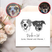 白黒犬パーソナライズされた飲み物 スタンダードカクテルナプキン