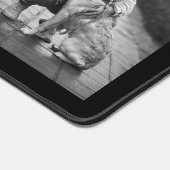 白黒犬ママパパ2枚フォトコラージュ デスクマット (コーナー)